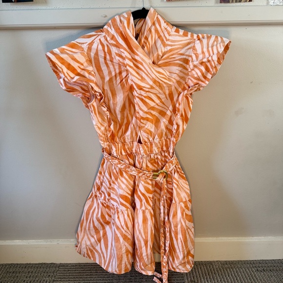 Derek Lam Collective Orange Pink Zebra Print Cutout Dress - Picture 3 of 9